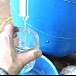 Water flowing through the filter on the first day of operation